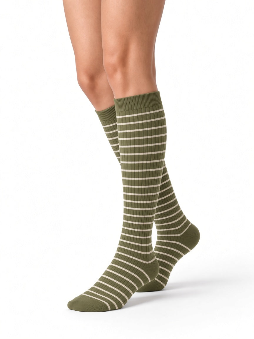bamboo-compression-socks Khaki & Cream